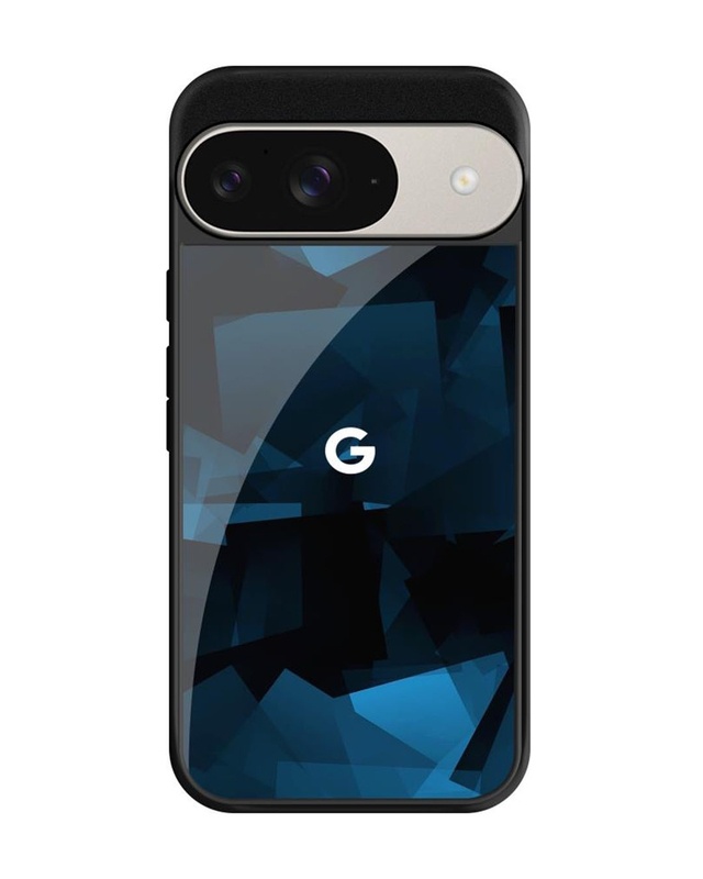 Polygonal Blue Box Premium Glass Cover For Google Pixel 9 Pro(Shock Proof, Scratch Resistant)