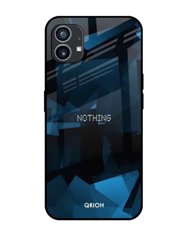 Polygonal Blue Box Printed Premium Glass Case For Nothing Phone (1) (Shock Proof,Scratch Resistant)