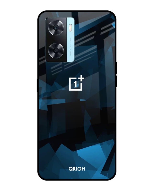 Shop Polygonal Blue Box Printed Premium Glass Case For OnePlus Nord N20 SE(Shock Proof,Scratch Resistant)-Front