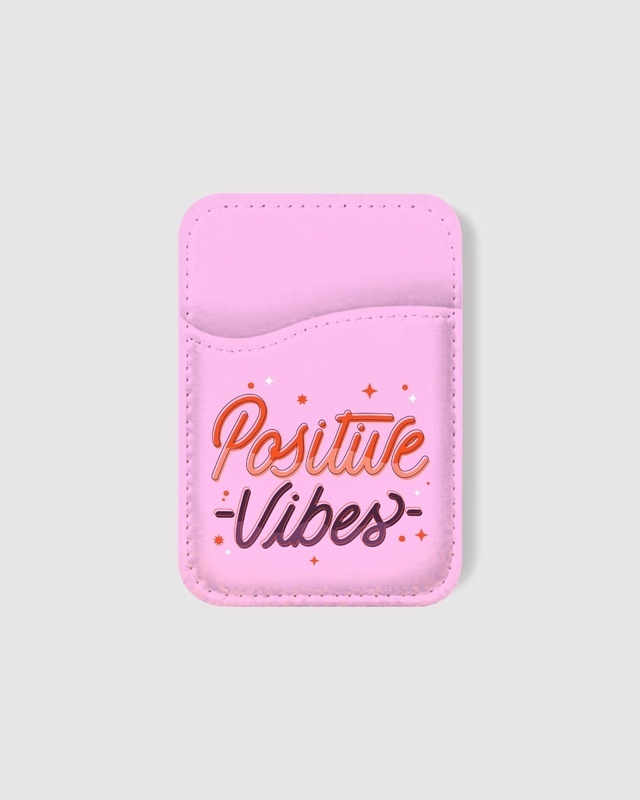 Shop Positive Vibes Typography Mobile Card Holders-Front