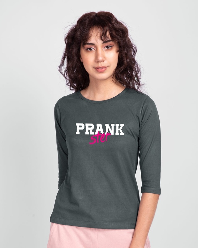 Shop Prankster Sis Round Neck 3/4 Sleeve T-Shirt-Front