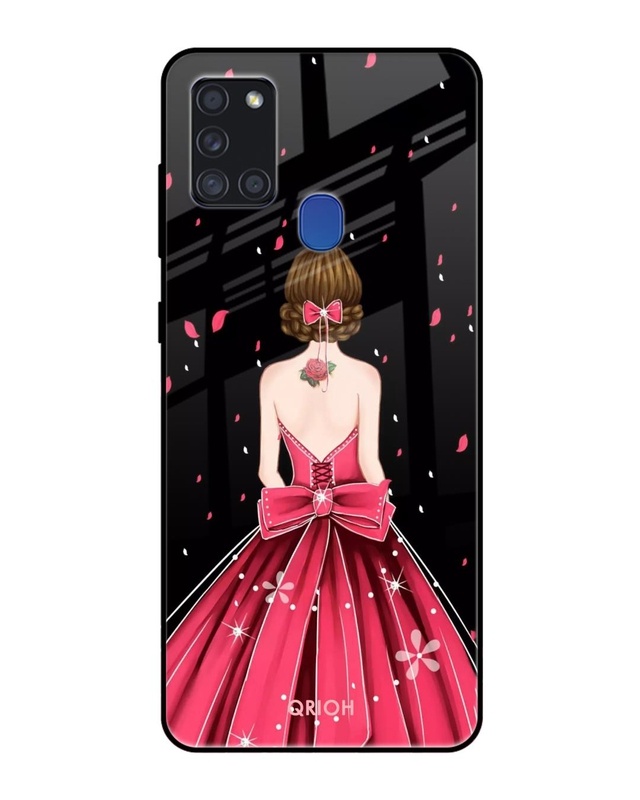 Shop Printed Premium Glass Cover For Samsung Galaxy A21s(Impact Resistant, Matte Finish)-Front