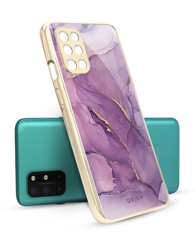 Shop Purple Gold Marble Metallic Gold Premium Glass Case for OnePlus 8T-Front
