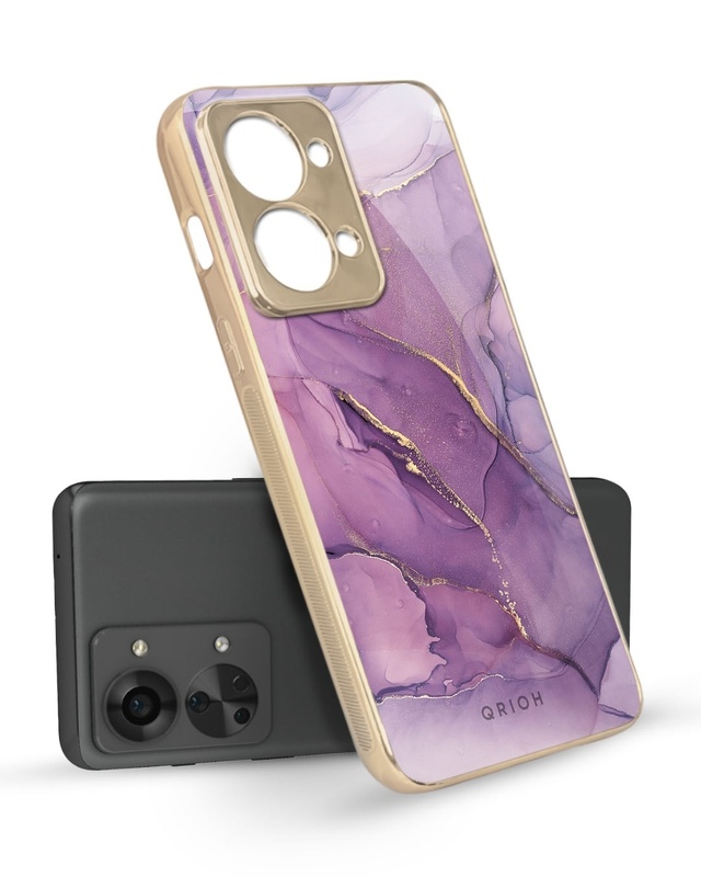 Shop Purple Gold Marble Metallic Gold Premium Glass Case for OnePlus Nord 2T 5G-Front
