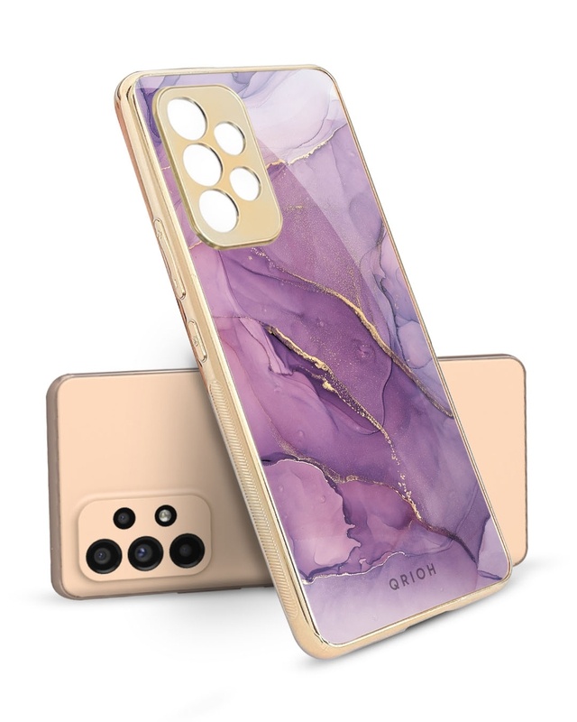 Shop Purple Gold Marble Metallic Gold Premium Glass Case for Samsung Galaxy A53 5G-Front