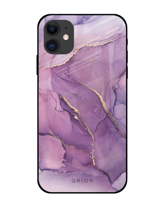 Shop Purple Gold Marble Premium Glass Case for Apple iPhone 12 Mini (Shock Proof, Scratch Resistant)-Front