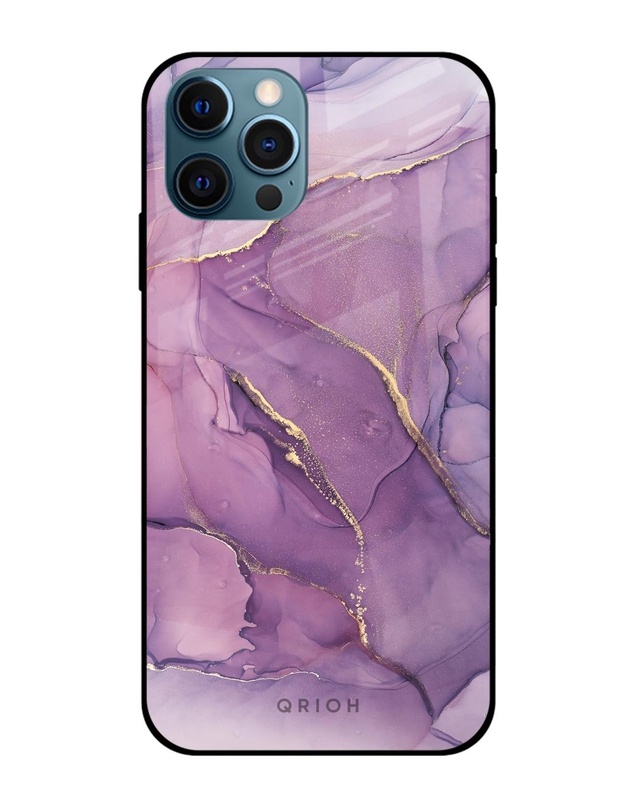 Shop Purple Gold Marble Premium Glass Case for Apple iPhone 12 Pro (Shock Proof, Scratch Resistant)-Front