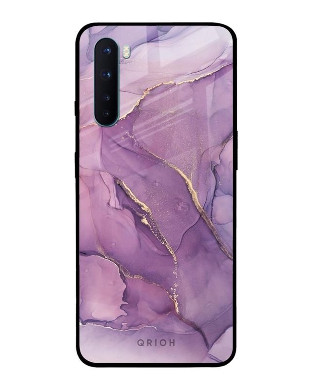 Shop Purple Gold Marble Premium Glass Case for OnePlus Nord (Shock Proof, Scratch Resistant)-Front