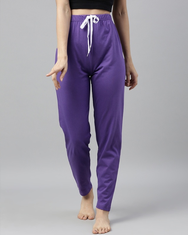 Shop Quarantine Purple Solid Trackpants-Front