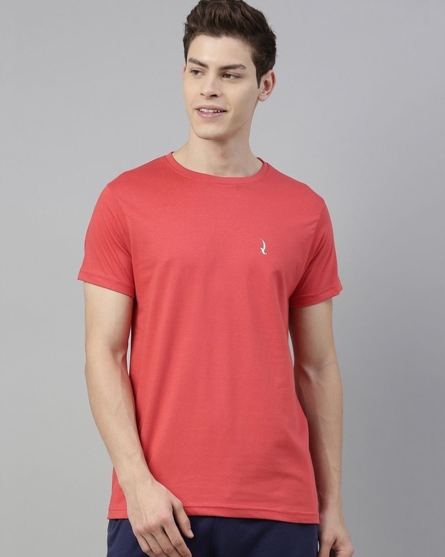 Shop Quarantine Red Solid T-Shirt-Front