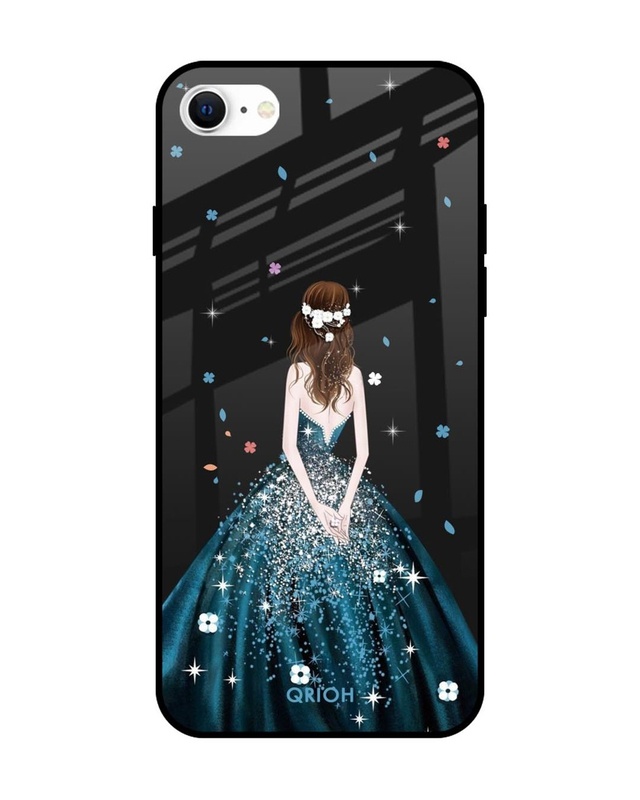 Shop Queen of Fashion Premium Glass Case for Apple iPhone SE 2022 (Shock Proof, Scratch Resistant)-Front