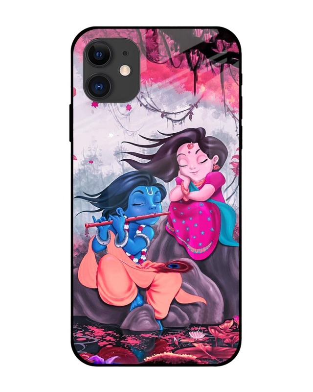 Shop Radha Krishna Art Premium Glass Case for Apple iPhone 12 (Shock Proof, Scratch Resistant)-Front