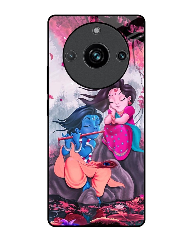 Shop Radha Krishna Art Premium Glass Case for Realme 11 Pro+ 5G (Shock Proof, Scratch Resistant)-Front