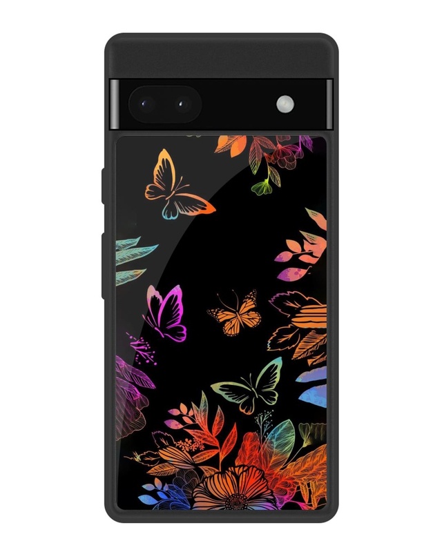 Shop Rainbow Butterfly Premium Glass Case for Google Pixel 6a (Shock Proof, Scratch Resistant)-Front