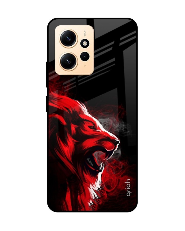 Shop Red Angry Lion Premium Glass Case for Redmi Note 12 (Shock Proof, Scratch Resistant)-Front