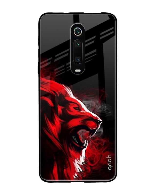 Shop Red Angry Lion Printed Premium Glass Cover For Xiaomi Redmi K20 Pro (Impact Resistant, Matte Finish)-Front