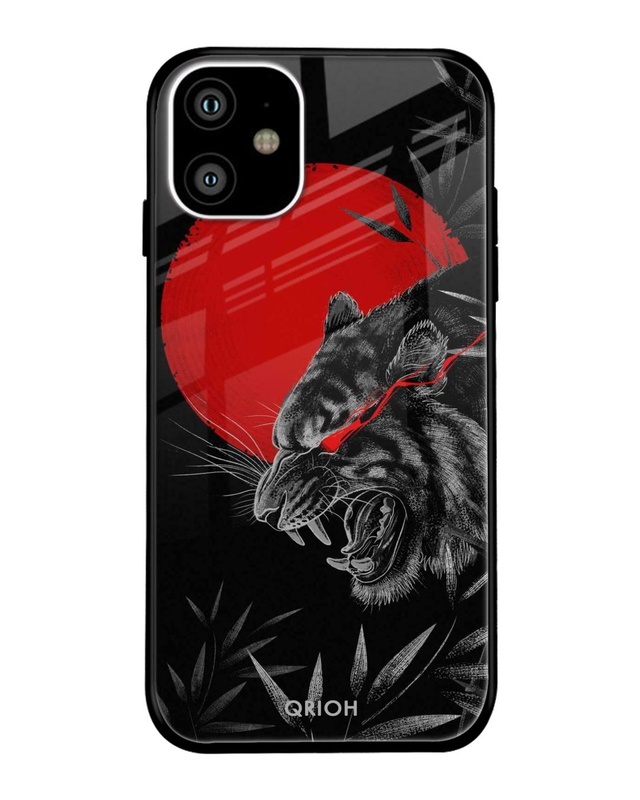 Shop Red Moon Tiger Printed Premium Glass Cover For iPhone 11 (Impact Resistant, Matte Finish)-Front