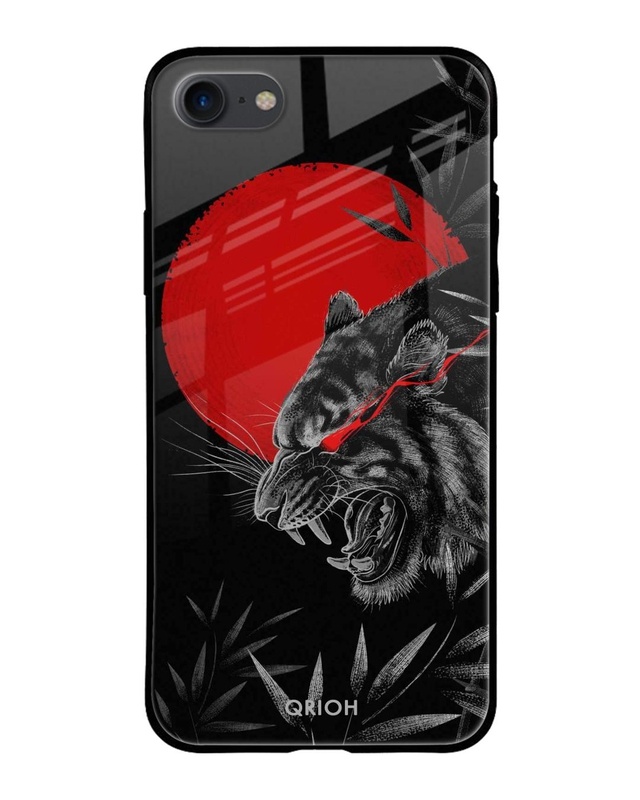 Shop Red Moon Tiger Printed Premium Glass Cover For iPhone 7 (Impact Resistant, Matte Finish)-Front