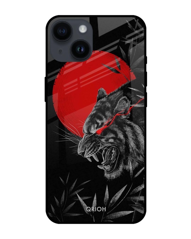 Shop Red Moon Tiger Printed Premium Glass Cover for Apple iPhone 14 (Shock Proof, Scratch Resistant)-Front