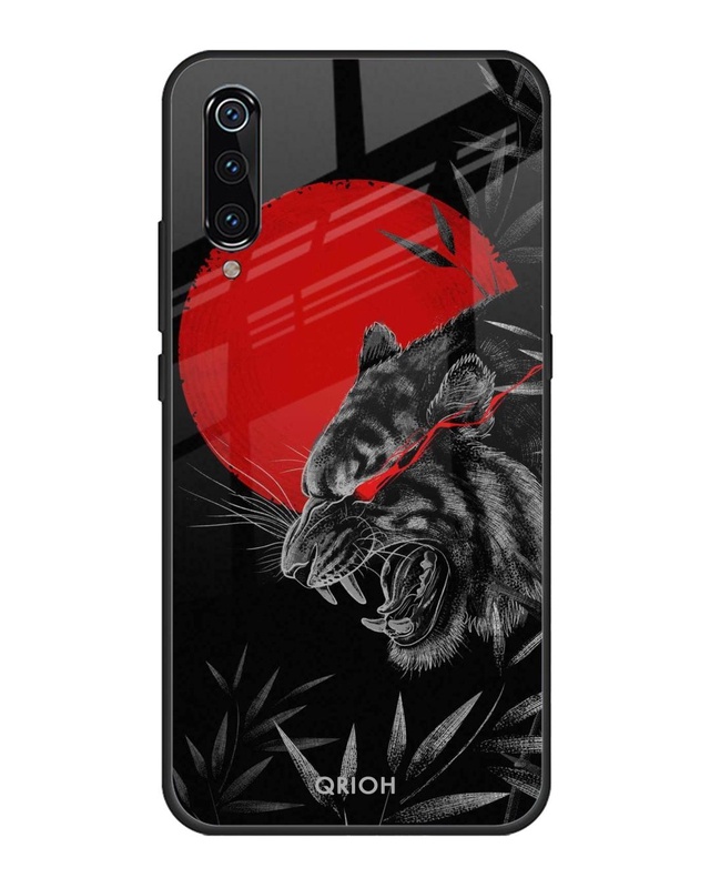 Shop Red Moon Tiger Printed Premium Glass Cover For Xiaomi Mi A3 (Impact Resistant, Matte Finish)-Front