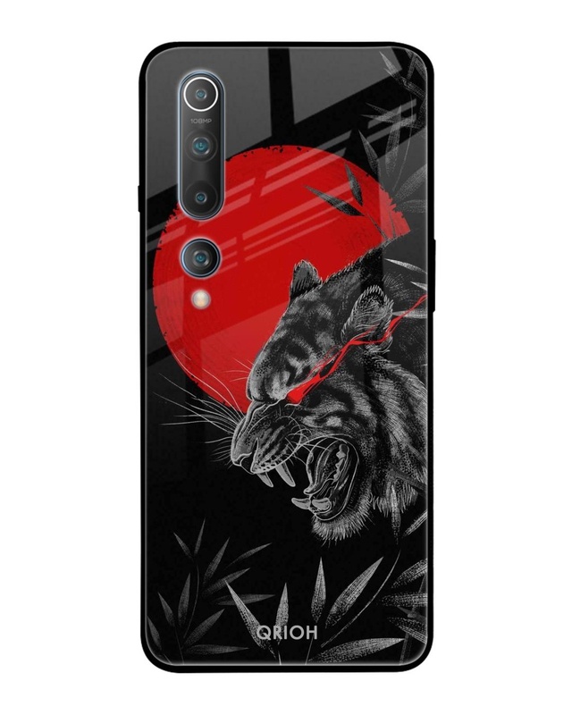 Shop Red Moon Tiger Printed Premium Glass Cover For Xiaomi Redmi Mi 10 Pro (Matte Finish)-Front