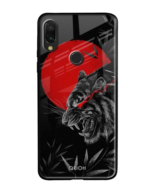 Shop Red Moon Tiger Printed Premium Glass Cover For Xiaomi Redmi Note 7 Pro (Matte Finish)-Front