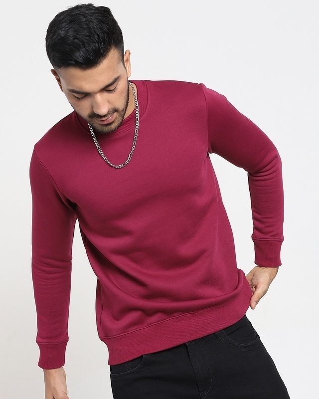 Shop Men's Plum Red Sweatshirt-Front