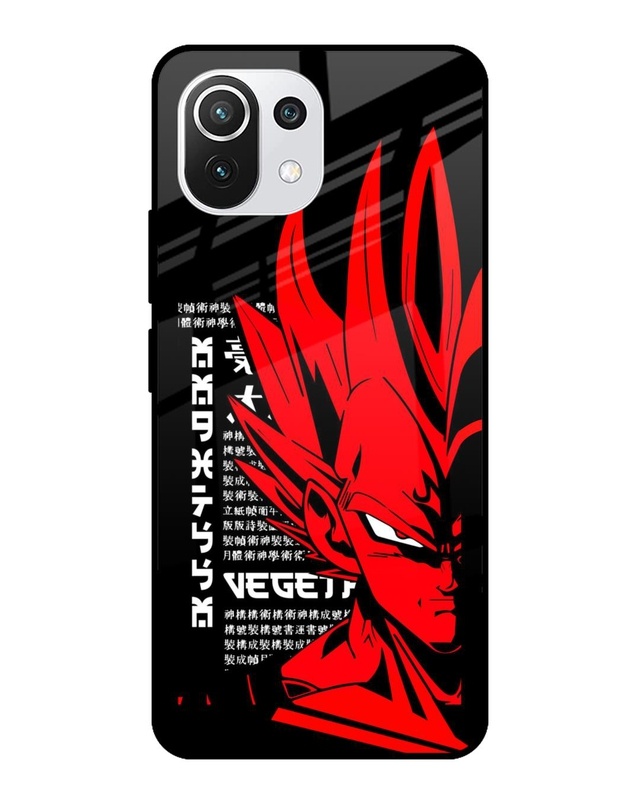 Shop Red Vegeta Premium Glass Case for Mi 11 Lite NE 5G (Shock Proof,Scratch Resistant)-Front