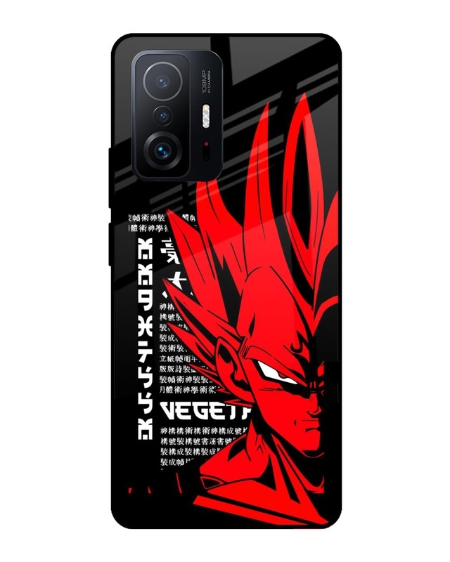 Shop Red Vegeta Premium Glass Case for Mi 11T Pro 5G (Shock Proof,Scratch Resistant)-Front