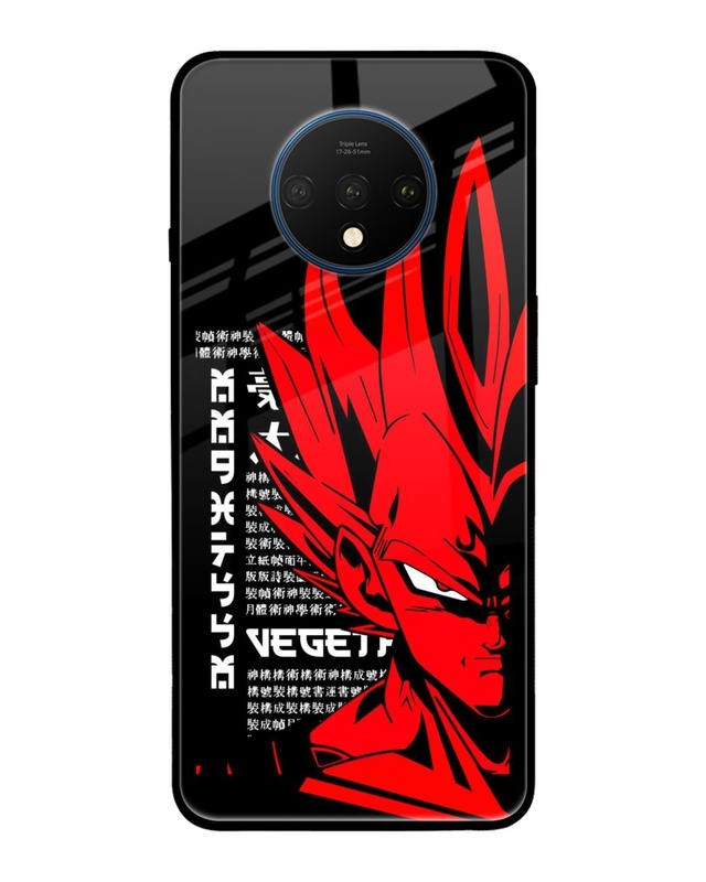 Shop Red Vegeta Premium Glass Case for OnePlus 7T (Shock Proof,Scratch Resistant)-Front