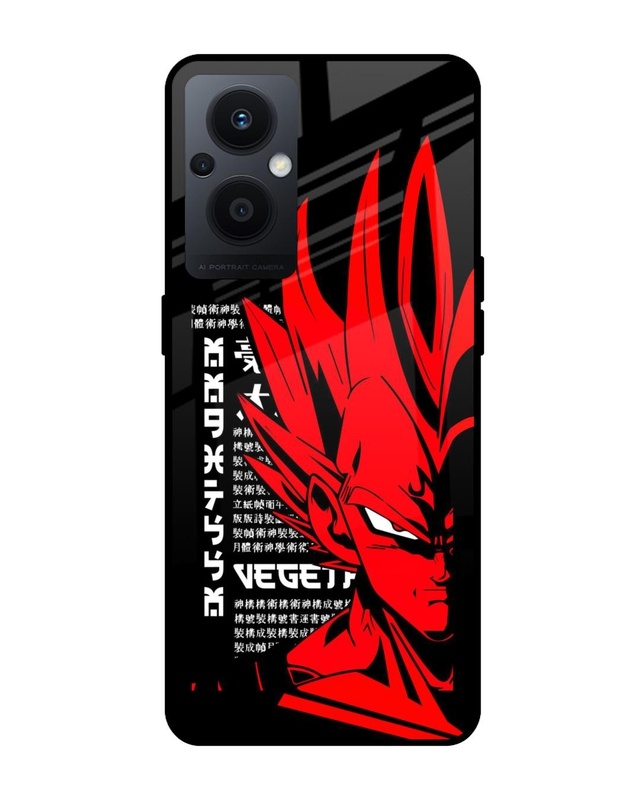 Shop Red Vegeta Premium Glass Case for Oppo F21s Pro 5G (Shock Proof,Scratch Resistant)-Front