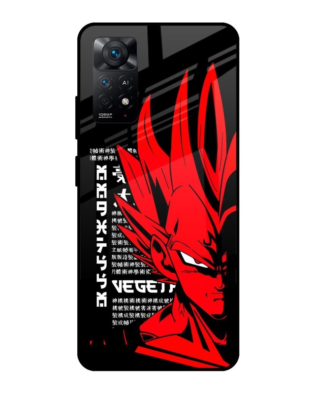 Red Vegeta Premium Glass Case for Redmi Note 11 Pro (Shock Proof,Scratch Resistant)