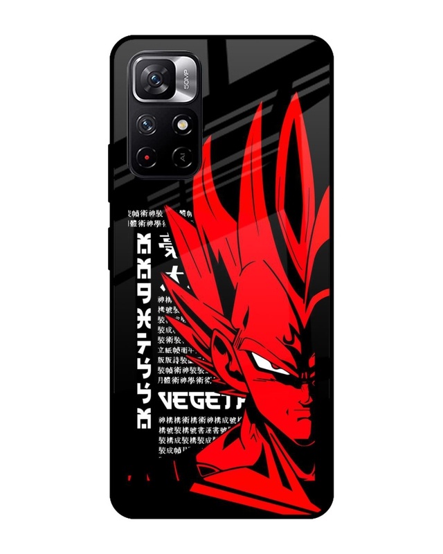 Shop Red Vegeta Premium Glass Case for Redmi Note 11T 5G (Shock Proof,Scratch Resistant)-Front