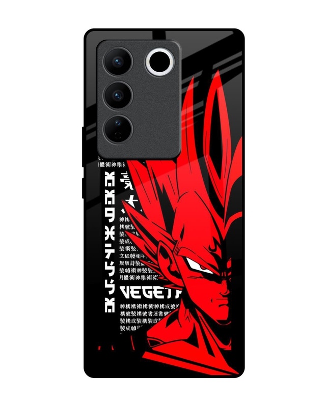 Shop Red Vegeta Premium Glass Case for Vivo V27 Pro 5G (Shock Proof, Scratch Resistant)-Front