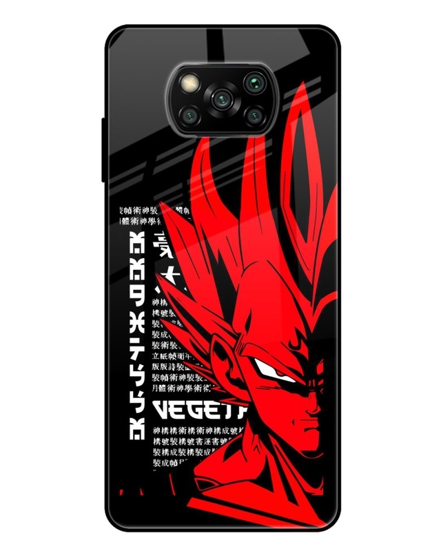 Shop Red Vegeta Premium Glass Case for Xiaomi Poco x3 (Shock Proof, Scratch Resistant)-Front