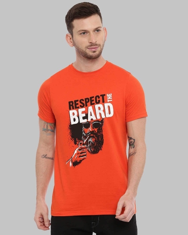 Shop Respect The Beard Printed T-Shirt-Front