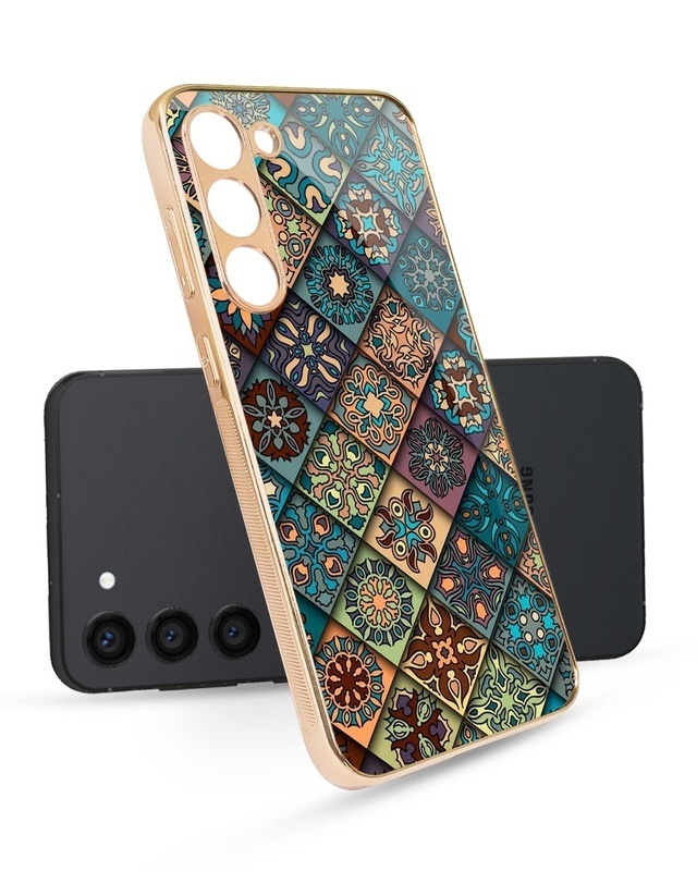 Shop Retro Art Copper Metallic Gold Premium Glass Case for Samsung Galaxy S23 Plus 5G-Front