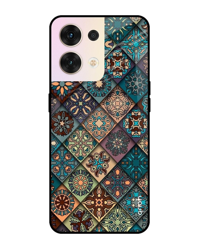 Shop Retro Art Printed Premium Glass Cover for Oppo Reno8 5G (Shockproof, Light Weight)-Front