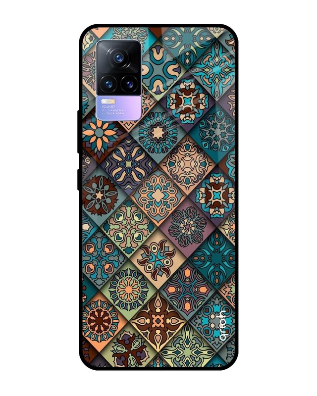 Shop Retro Art Printed Premium Glass Cover for Vivo Y73 (Shockproof, Light Weight)-Front