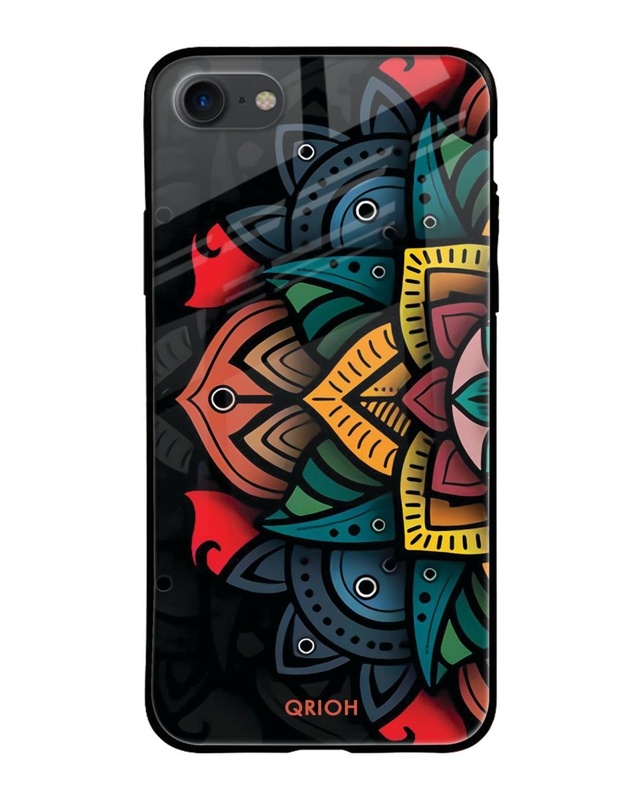Shop Retro Gorgeous Flower Printed Premium Glass Cover For iPhone 7 (Impact Resistant, Matte Finish)-Front