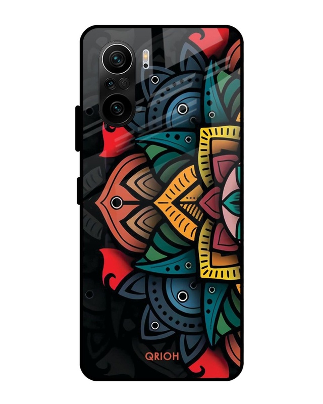 Shop Retro Gorgeous Flower Printed Premium Glass Cover For Mi 11X Pro (Impact Resistant, Matte Finish)-Front