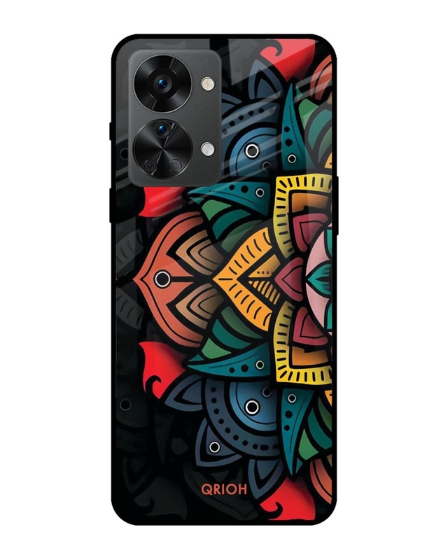 Shop Retro Gorgeous Flower Printed Premium Glass Cover For OnePlus Nord 2T 5G (Matte Finish)-Front