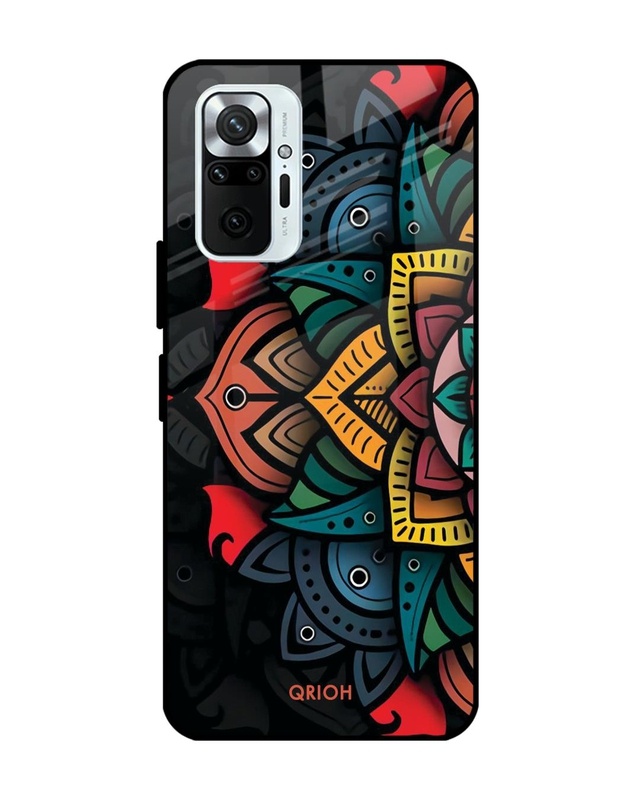 Shop Retro Gorgeous Flower Printed Premium Glass Cover For Xiaomi Redmi Note 10 Pro (Matte Finish)-Front