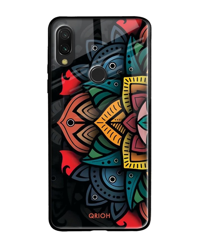 Shop Retro Gorgeous Flower Printed Premium Glass Cover For Xiaomi Redmi Note 7 Pro (Matte Finish)-Front
