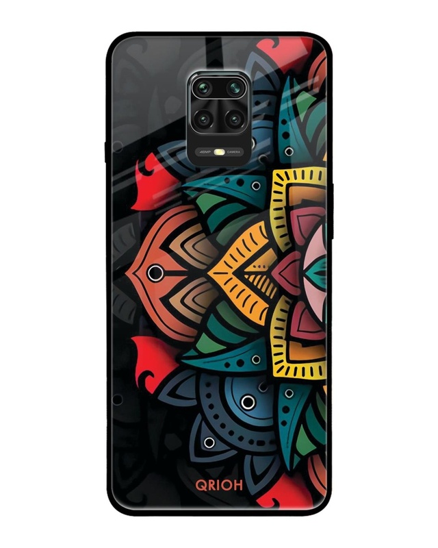 Shop Retro Gorgeous Flower Printed Premium Glass Cover For Xiaomi Redmi Note 9 Pro (Matte Finish)-Front
