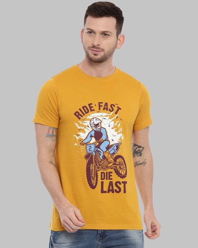 Shop Ride Fast Die Last Printed T-Shirt-Front