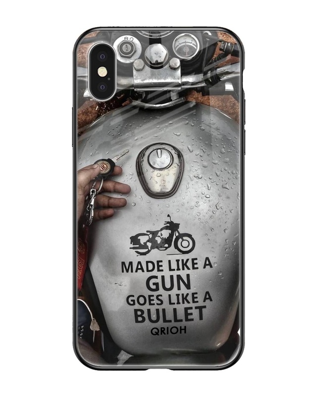 Shop Royal Bike Typography Premium Glass Cover For iPhone X (Impact Resistant, Matte Finish)-Front