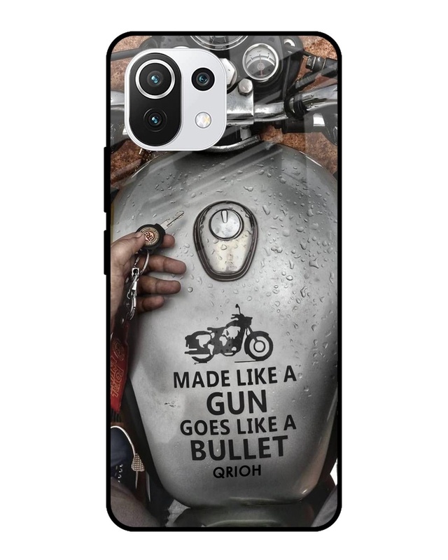 Royal Bike Typography Premium Glass Cover For Mi 11 Lite NE 5G (Impact Resistant, Matte Finish)