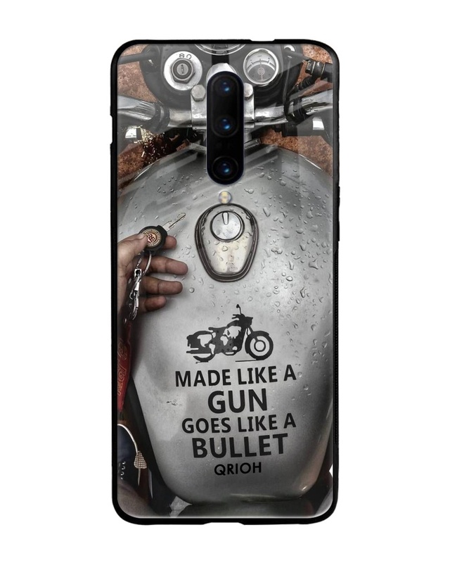 Shop Royal Bike Typography Premium Glass Cover For OnePlus 7 Pro (Impact Resistant, Matte Finish)-Front