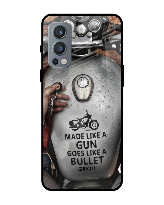 Shop Royal Bike Typography Premium Glass Cover For OnePlus Nord 2 5G (Impact Resistant, Matte Finish)-Front